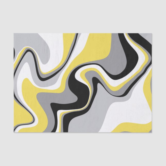 Black and Yellow Fluid Abstract Tissue Paper (Front)