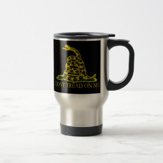 Black and Yellow Gadsden Flag, Don't Tread on Me! Travel Mug