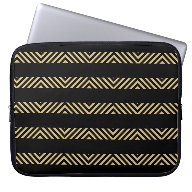 Black and Yellow geometric design Laptop Sleeve (Front)