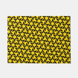 Black And Yellow Geometric Star Pattern Doormat