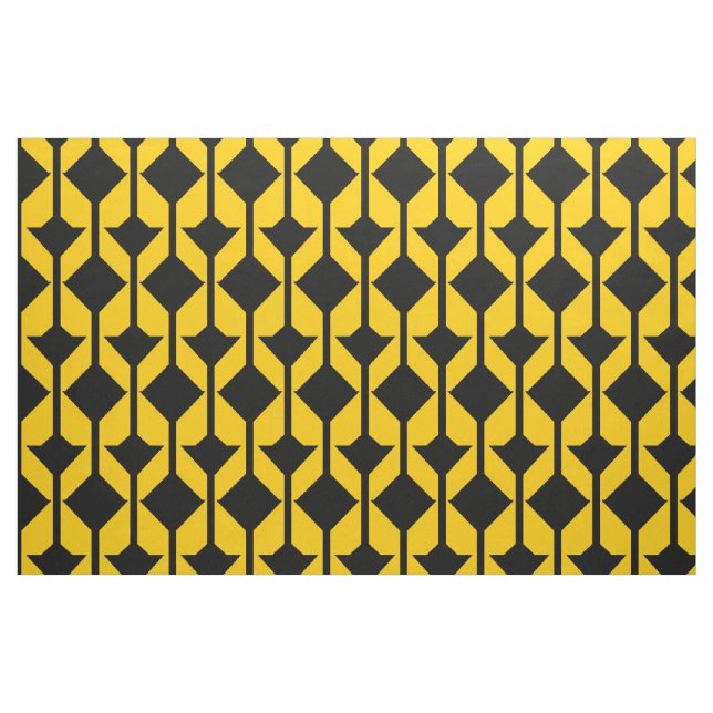 Black and Yellow-Gold Abstract-Patterned Fabric (Yard)
