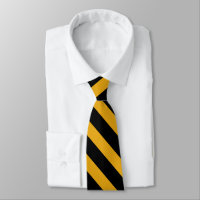 Black and Yellow-Gold Collegiate-Striped Necktie