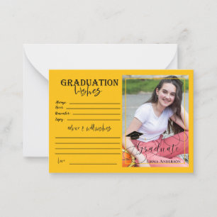 Black and Yellow Graduate Photo 2025 Graduation Advice Card