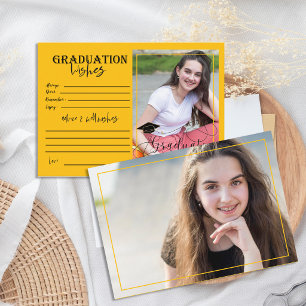 Black and Yellow Graduate Photo 2026 Graduation Advice Card