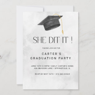 Black and Yellow Grunge Graduation Invitation