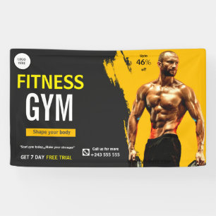 black and yellow gym fitness exercise workout banner