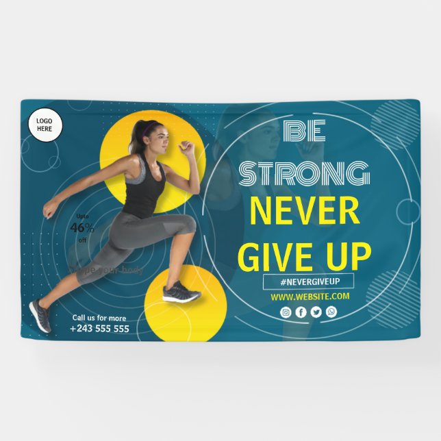 black and yellow gym fitness exercise workout banner (Horizontal)