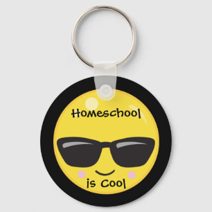 Black and Yellow Homeschool is Cool Emoji Key Ring