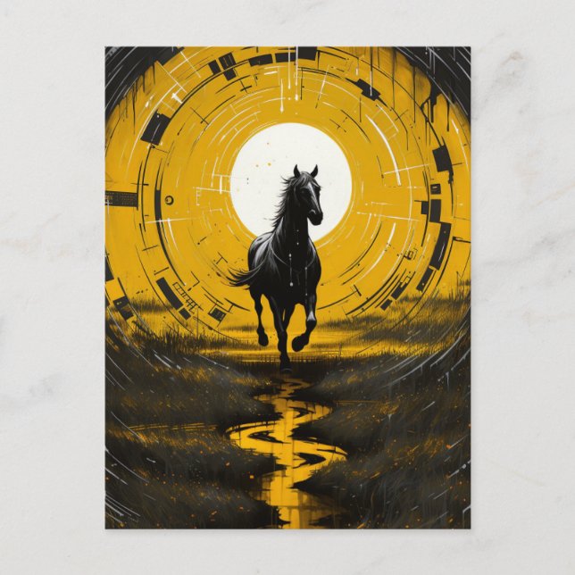 Black and Yellow Horse Postcard (Front)