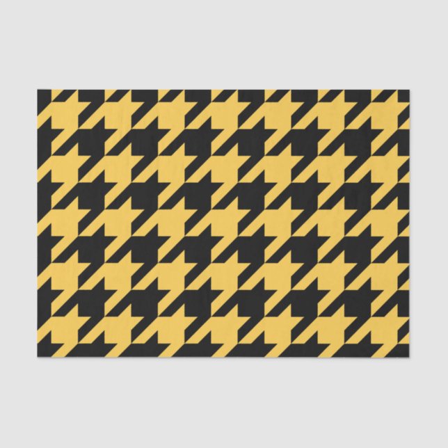 Black and Yellow Houndstooth Pattern Tissue Paper (Front)