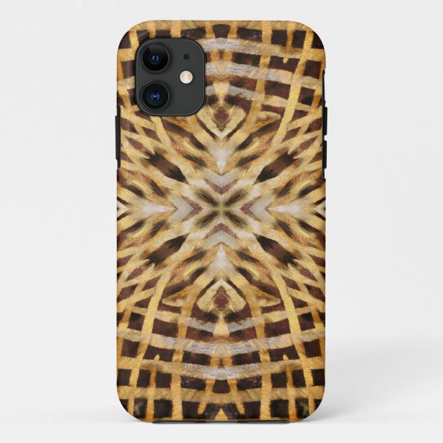 Black and yellow kaleidoscope fur pattern Case-Mate iPhone case (Back)