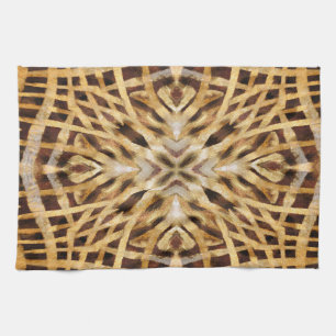 Black and yellow kaleidoscope fur pattern tea towel