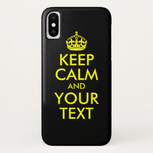 Black and Yellow Keep Calm and Your Text Case-Mate iPhone Case