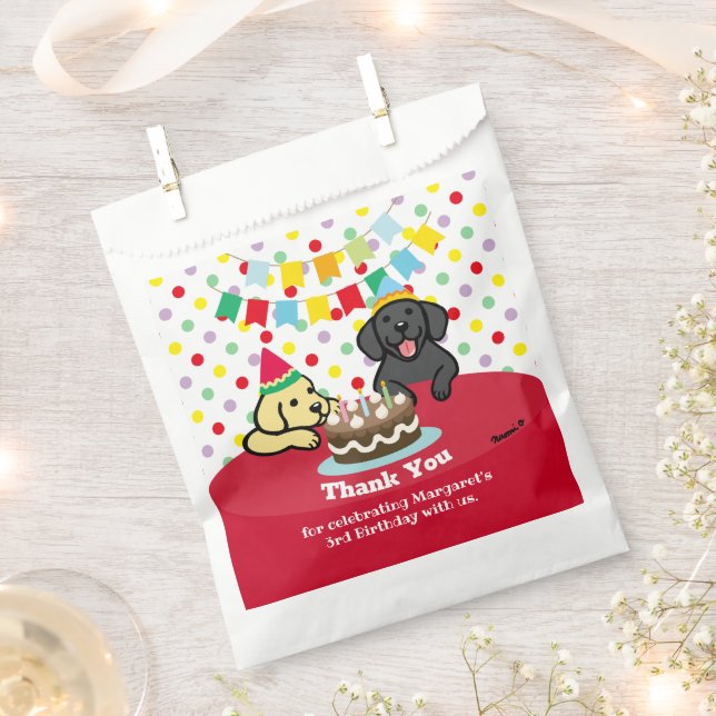 Black and Yellow Labrador Dogs Birthday Favour Bags (Clipped)