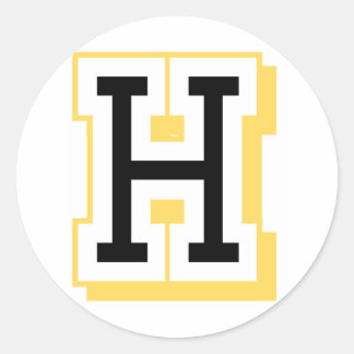 Black and Yellow Letter H Classic Round Sticker