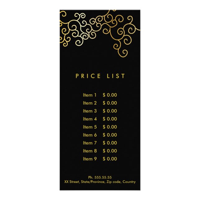 Black and Yellow list price Rack Card (Front)
