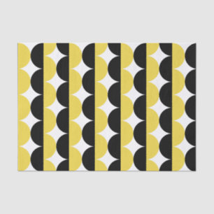 Black and Yellow Mid Century Modern Wavy  Tissue Paper