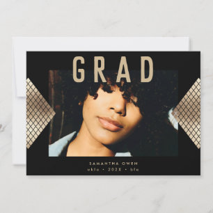 Black and Yellow Modern Geometric Gold Foil Announ Announcement