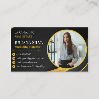 black and yellow modern manager business card