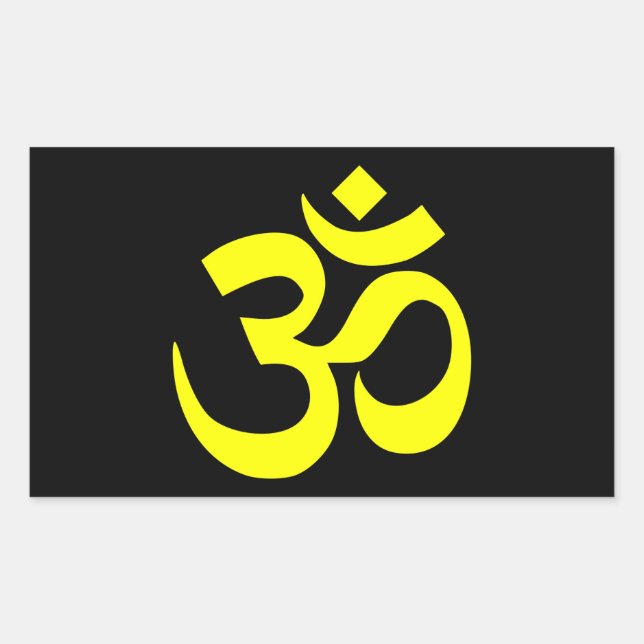 Black and Yellow Om Symbol Rectangular Sticker (Front)