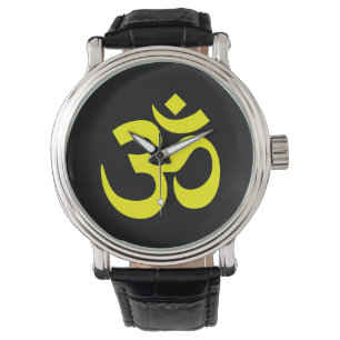 Black and Yellow Om Symbol Watch