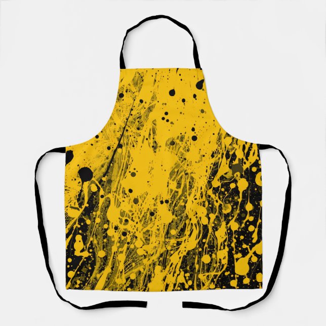 Black and Yellow Paint Splashes Apron (Front)