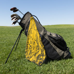 Black and Yellow Paint Splashes Golf Towel