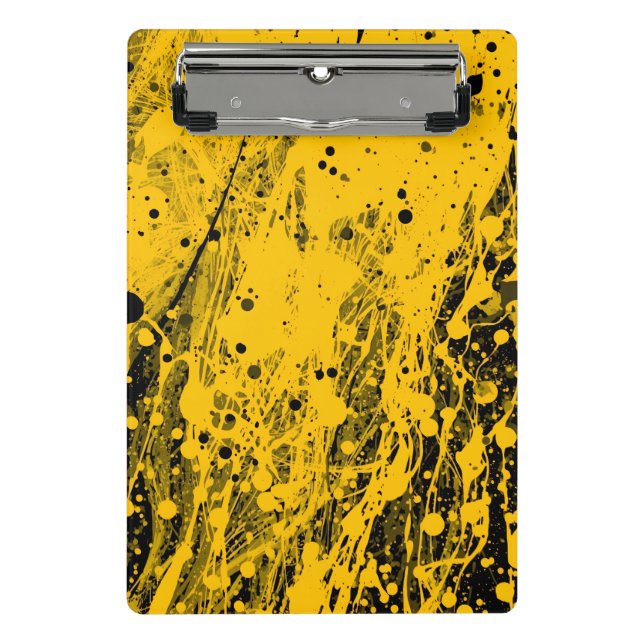 Black and Yellow Paint Splashes Mini Clipboard (Front)