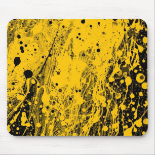 Black and Yellow Paint Splashes Mouse Mat