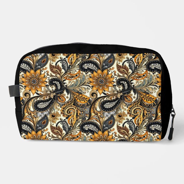 Black And Yellow Paisley  Dopp Kit (Front)