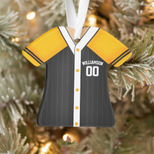 Black and Yellow Personalised Baseball Jersey Ornament