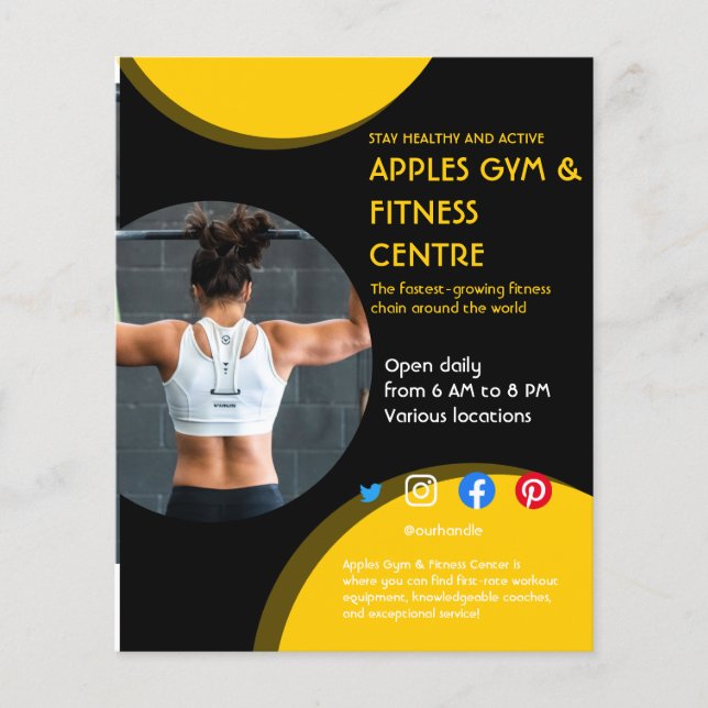 black and yellow Photo gym personal trainer fit  F Flyer (Front)