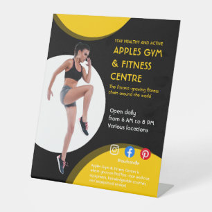 black and yellow Photo gym personal trainer fit  F Pedestal Sign