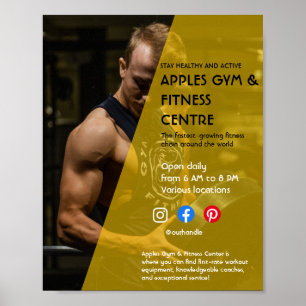 black and yellow Photo gym personal trainer fit Fl Poster