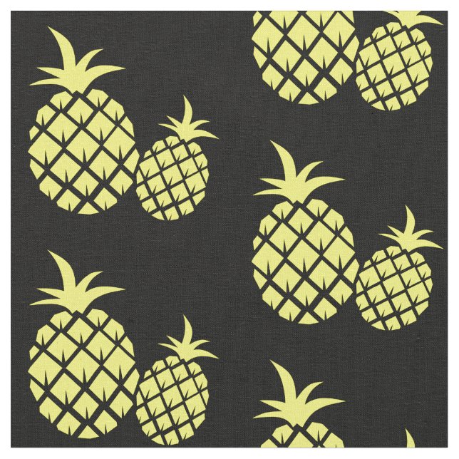 Black and Yellow Pineapples Fabric (Close Up)