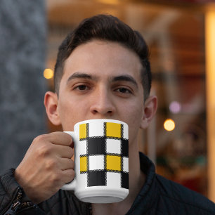 Black and Yellow Plaid Check Coffee Mug