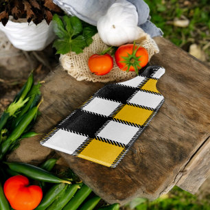 Black and Yellow Plaid Check Cutting Board