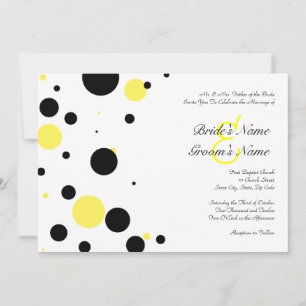 Black and Yellow Polka Dot Wedding Invitation