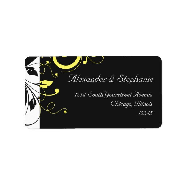 Black and Yellow Reverse Swirl Label (Front)