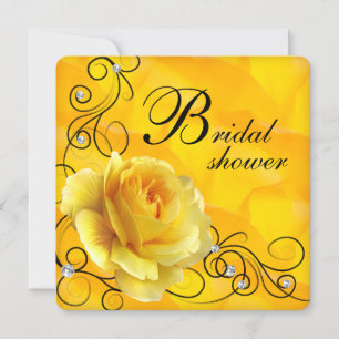 Black and Yellow Rose Bridal Shower Invitation