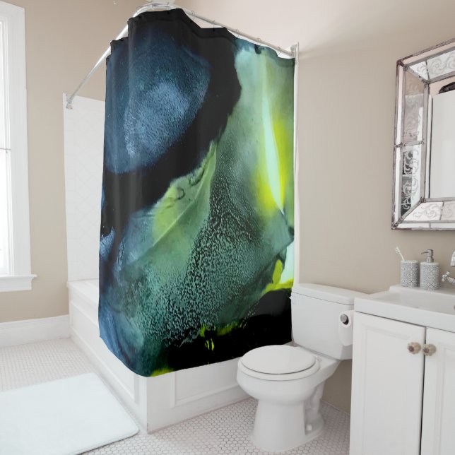 Black and Yellow Shower Curtain | Modern/Masculine (In Situ)