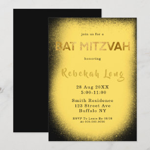 Black and Yellow Smoke Bat Mitzvah Invitations