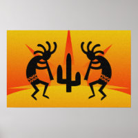 Black And Yellow Southwest Kokopelli Design