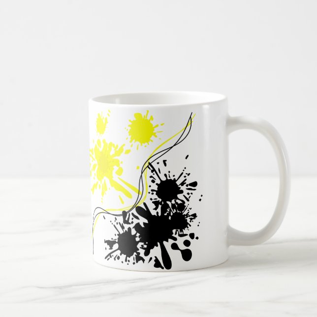 Black and yellow splash paint coffee mug (Right)