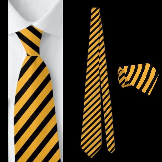 Black And Yellow Striped Abstract Pattern Neck Tie (Creator Uploaded)