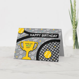 🎾 🖤 black and yellow Tennis Birthday Card