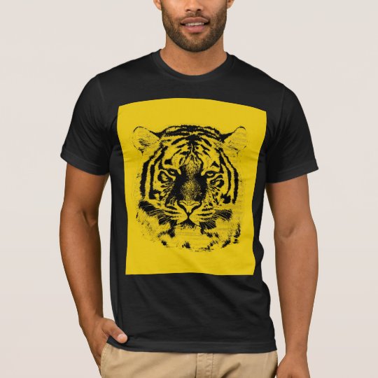 Black and Yellow Tiger Face T-Shirt | Zazzle.co.uk