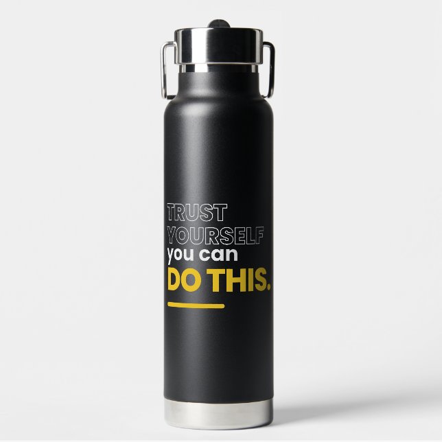 Black and Yellow Typography Water Bottle (Front)