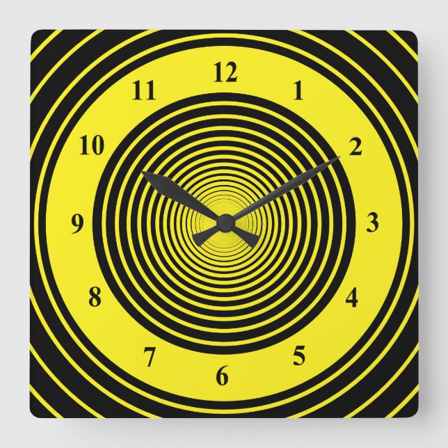 Black and Yellow Wall Clock - Custom Colours (Front)