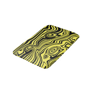 Black and Yellow Waves Bath Mat - Custom Colours